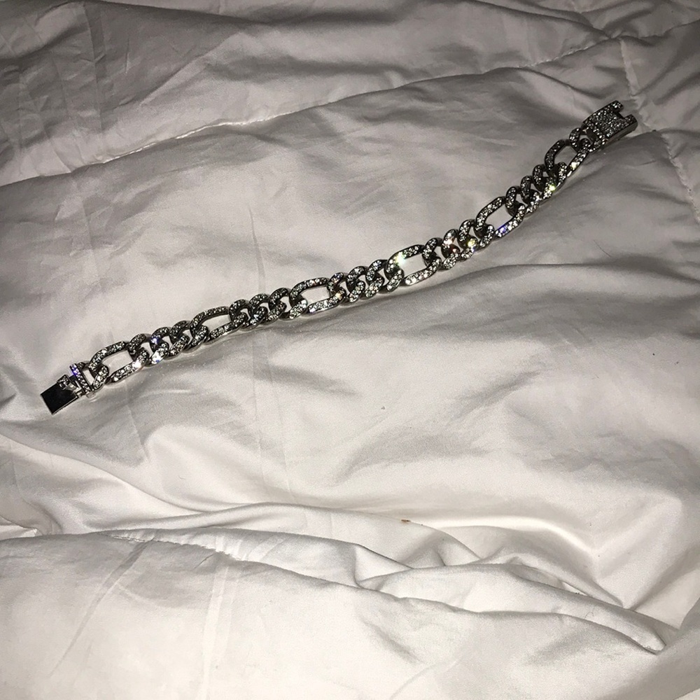 Silver tone anklet pave rhinestone